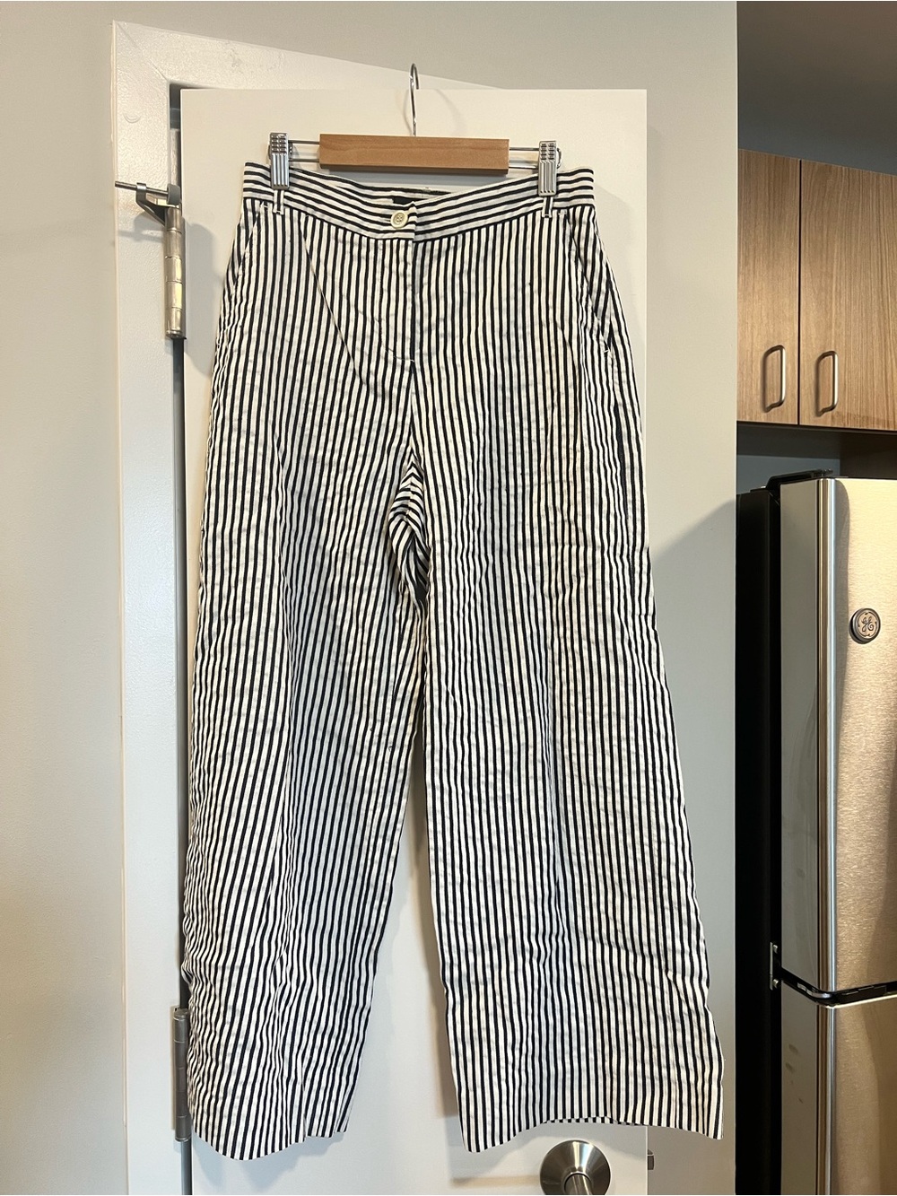 Weekend Max Mara Black & White Stripe Linen Pants